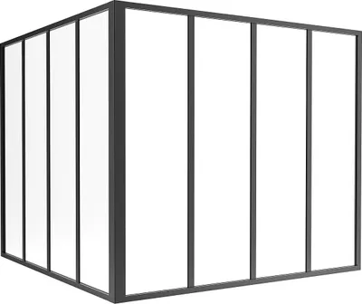 Produktbild von Eck-Innenfenster aus pulverbeschichtetem Aluminium Schwarz 120 x 120 x 105 cm (B x T x H) – BAYVIEW