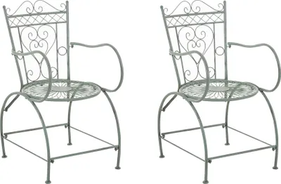 Produktbild von CLP 2er Set Stühle Sheela handgefertigt mit antiker Patina antik-grün