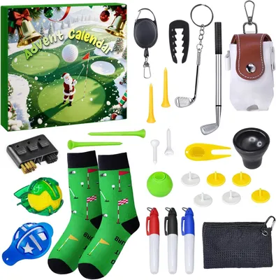 Imagen del producto de Calendario de Adviento 2026: set de golf para adultos, ideal para adolescentes y hombres. Incluye 24 accesorios de golf. Perfecto para regalar a un padre