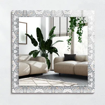 Zdjęcie produktu dla Wzór w ornamenty – Lustro Prostokątne z Printem 60x60 cm – Nowoczesne – Dekoracyjne Na Ścianę