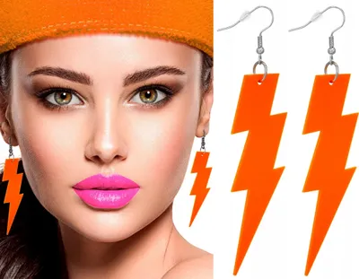 Produktbild von NEON LIGHTNING ORANGE Ohrringe 80er 90er Disco