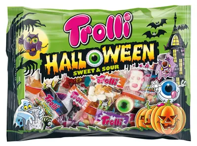 Produktbild von Trolli Halloween Sweet & Sour, Weiche Süßigkeiten, 360 g, Fruits, Mehrfarbig, 1418 kJ, 334 kcal