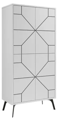 Produktbild von Großer Mehrzweckschrank Muhlifain, Multifunktionale Möbel, Schuhschrank, Besenschrank, 63x36 h136 cm, Weiß
