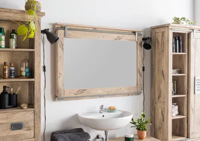 Produktbild von MASSIVMOEBEL24Spiegel Mango 114x6x80 whitewash lackiert RAILWAY #378