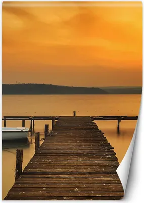 Produktbild von Vlies fototapete Pier bei Sonnenuntergang 100x140 cm Feeby Orange inkl. Kleber einfache Montage