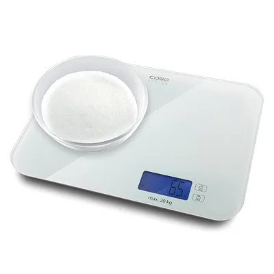 Produktbild von Digitale Küchenwaage 20 kg mit Glas Wiegefläche, 5 g Präzision, Touch Bedienung, LCD Display, Tara Funktion, Haushaltswaage Weiß