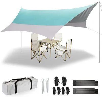 Produktbild von Zeltplane wasserdicht, 3,7 x 4,3 m, 6 Befestigungspunkte, für Camping