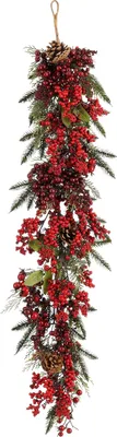Produktbild von Mica Decorations Randell Weihnachtsgirlande in Tropfenform - L110 x B18 x H10 cm - Rot