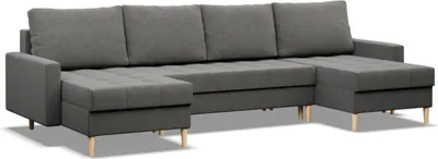 Produktbild von Ecksofa mit schlaffunktion und bettkasten, Sofa U-Form ELMA, Dunkelgrau
