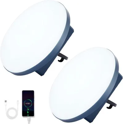 Produktbild von 2er Set LED Campinglampe wiederaufladbar, ideal für Camping, Stromausfall, Zelt & Outdoor Aktivitäten