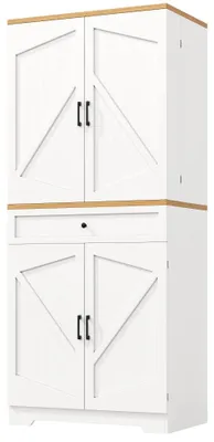 Immagine prodotto di Armadio da cucina - Dispensa - 80 x 40 x 180 cm - 12 ante e cassetti - MDF - Montaggio fai-da-te - Bianco