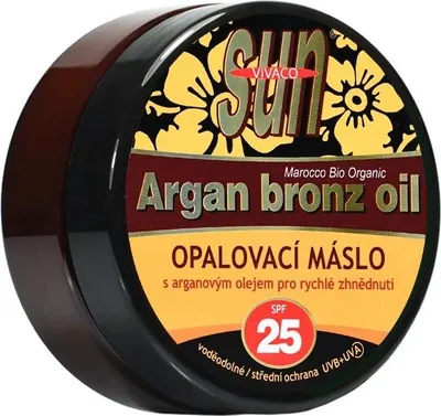 A jar of Argan bronz oil with SPF 25.