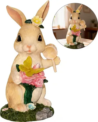 Produktbild von Solar Kaninchen Gartenfigur, 23 cm, Outdoor Deko wetterfest, mit Solarlicht, Ostern & Geburtstagsgeschenk für Frauen