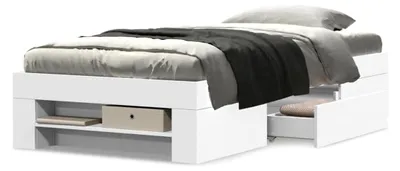 Produktbild von Bett 90x200 mit Schubladen und Stauraum - Weiß - 90 x 200 cm
