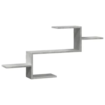 A concrete gray wall shelf with a zig-zag design, shown against a white background.