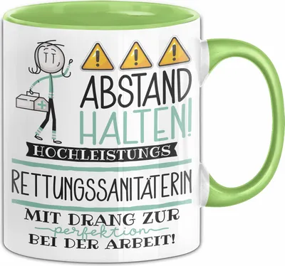 Produktbild von Rettungssanitäterin Tasse Geschenk Lustig Abstand Halten Hochleistungs-Rettungssanitäterin Mit Drang Zur Perfektion Bei Der Arbeit (Grün)