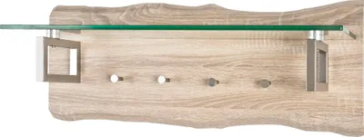 Produktbild von HAKU Wandgarderobe edelstahloptik, eiche hell - MDF, Metall, B/H/T: 75x29x22 cm