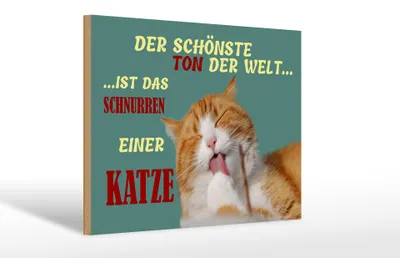 Produktbild von Holzschild Spruch 30x20cm Schönste Ton ist Katzenschnurren