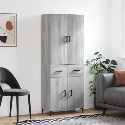 Produktbild von The Living Store Highboard Grau Sonoma 69,5x34x180 cm Holzwerkstoff