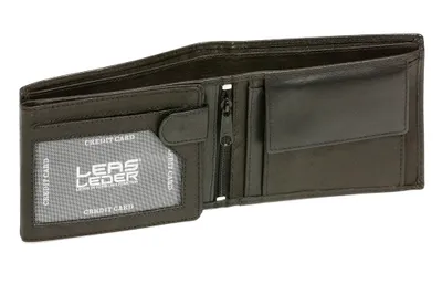 Produktbild von LEAS Geldbörse Herren kompakt mit RFID Schutz, Herren Geldbeutel für die Hosentasche in Echt-Leder, Portmonee im Querformat, schwarz