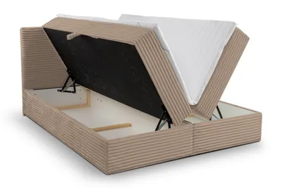 Produktbild von VENASI TILLY Boxspringbett 180x200 mit 2 Bettkästen H2/H3 Matratze BRAUN CORD TILIA