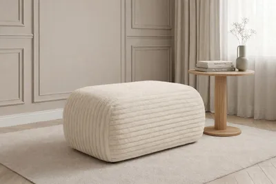Produktbild von Kaiser Möbel Hocker Sitzpouf für Wohnzimmer, Cordstoff Tilia, Ecru, BIS