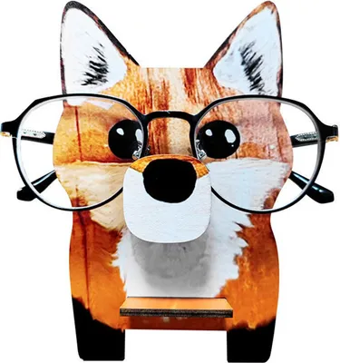 Image de (Renard) Porte-lunettes animal créatif mignon, 1 pièce de monture de lunettes en bois en forme d'animal pour la maison, le bureau, la décoration du bureau