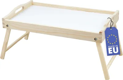 Produktbild von RUBBERNECK Tabletttisch klappbares Frühstückstablett, Essenstablett, Serviertablett, Birkenholz, nachhaltiger Holzwirtschaft,  EU, natur/weiß