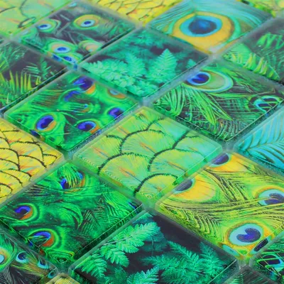 Produktbild von Glasmosaik Fliesen Peafowl Grün