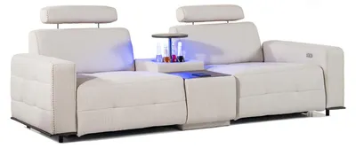 Immagine prodotto di Divano di design 3 posti Soggiorno moderno Divano imbottito beige Divano con console