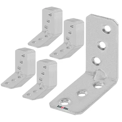 Obrázok produktu pre KOTARBAU® Sada 50 uhlových konzol 50 x 50 x 25 x 2 mm s katétrom Oceľová konštrukcia Montážne otvory Nábytkové konzoly Pozinkované Odolné drevené konzoly Montážny katéter