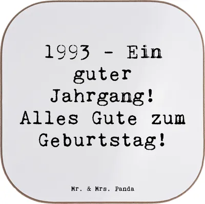Produktbild von Mr. & Mrs. Panda Tischuntersetzer Spruch 1993 Geburtstag - Weiß - Geschenk, Untersetzer für Gläser, Jubiläumsjahr, Coaster, Tassen, Geburtsjahr, Holzuntersetzer, Alter