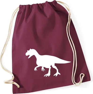 Produktbild von Huuraa Turnbeutel Allosaurus Dinosaurier 12 Liter Burgundy Baumwolle Rucksack Geschenkidee