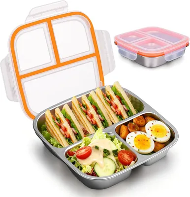 Obrázok produktu pre Desiatový box 3 priehradky, nerezová oceľ, do práce