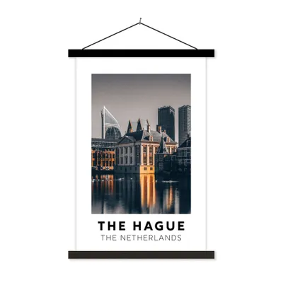 Produktbild von MuchoWow® Textilposter Niederlande - Den Haag - Architektur - Wasser 40x60 cm mit schwarzem Rahmen - Wanddekorationen