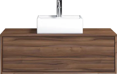 Produktbild von Hängeschrank für Badezimmer in dunkler Naturfarbe mit Einzelwaschtisch - 94 cm - TEANA II