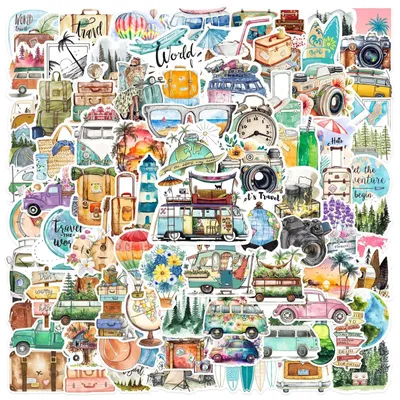 100 Vintage Reiseaufkleber, wasserdicht, 4-8 cm, Scrapbooking