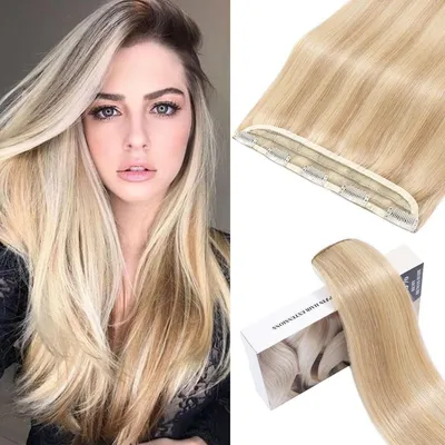 Obrázok produktu pre Clip-in predlžovanie vlasov, prírodné vlasy, svetlohnedá/bledoblá, 35 cm, 45 g, 5 klipov