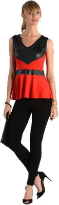 Immagine prodotto di Camicetta peplo da donna in Pelle finta; rosso S/M 36/38