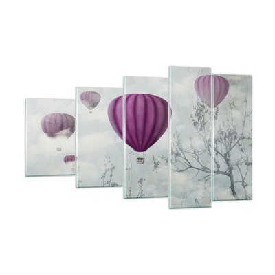 Produktbild von Bilder auf glas - Ballon Baum Flug - 100x60cm - Glasbilder - Wandbilder - Kunstdruck - zum Aufhängen bereit - Wanddekoration aus Glas - Glas Bilder - Wandbild auf Glas - 5 Teile - GEG100x60-3581