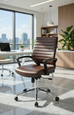 Obrázek produktu pro Nastavitelná kancelářská židle v hnědé barvě s ergonomickou opěrkou