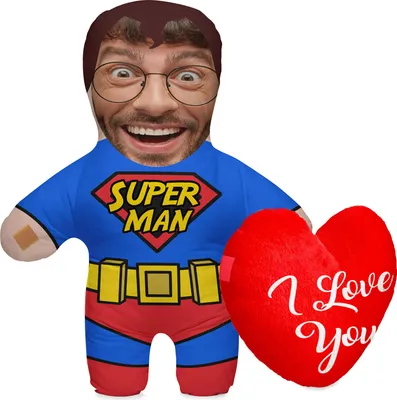 Obrázek produktu pro Dárek k Dni otců – polštář s vlastní fotografií, personalizovaný fotodárek, výška 45 cm, fotopolštář, k narozeninám, Super Boyfriend HEART [091]