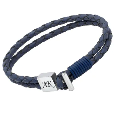 Produktbild von Unique Lederarmband: Blau mit Edelstahlverschluss LB0283 (Länge: 21cm)