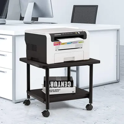 Produktbild von GOPLUS Druckertisch mit Arretierbaren Räder, Rollcontainer mit 2 Ablagen, Rollwagen für Schreibtisch, Drucker Ständer 360° Drehbar, Multifunktionswagen