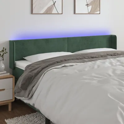 Produktbild von The Living Store LED Kopfteil Dunkelgrün 203x16x78/88 cm Samt