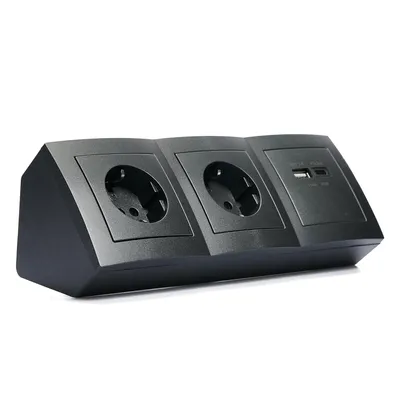Produktbild von Steckdosenblock McPower Flair anthrazit 2-fach Schutzkontakt 2x USB A+C