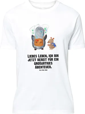 Produktbild von Mr. & Mrs. Panda Größe M T-Shirt Pinguin & Maus Wanderer - Weiß - Geschenk, Wandern, Abenteuer, Tshirt, Herren, mit Spruch, Shirt