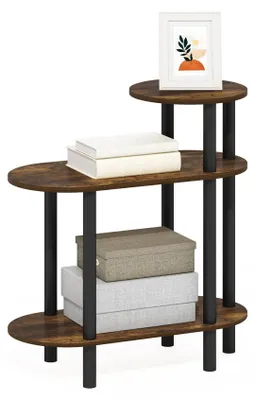 Produktbild von Furinno Turn-N-Tube Ovaler Sofa-Beistelltisch mit 3 Ebenen und offenen Ablagen,