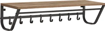 Produktbild von Langer Kleiderständer für Wand oder Mauer - 90 cm lang - Eschenholz braun