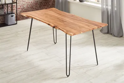 Produktbild von Esstisch Baumkante massiv Akazie natur 200 x 100 cm schwarz HANNAH